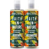 Faith In Nature Greyfurt Portakal %99 Doğal Tazeleyici Saç Kremi ve Şampuan 2 x 400 ml - Standart