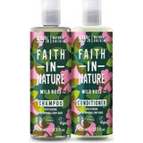 Faith In Nature Yabani Gül %99 Doğal Onarıcı Saç Kremi ve Şampuan 2X400 ml - Standart