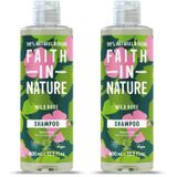 FAITH IN NATURE%99 Doğal Onarıcı Şampuan Normal & Kuruya Dönük Saçlar İçin (Yabani Gül, 400 ml) (2 paketi)