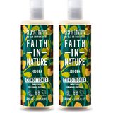 FAITH IN NATURE%99 Doğal Pürüzsüzleştirici Saç Bakım Kremi Normal & Kuruya Dönük Saçlar İçin (Jojoba, 400 ml) (2 paketi)