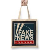 Fake News Channel Fox News Logo Bez Çanta Uzun Saplı - Açık Bej - 40 X 40