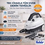 Fakir 1500 W Max Steam Cam Silme Aparatlarıyla Beraber Buharlı Temizleyici + Dijital Mutfak Tartısı Hediye - Beyaz