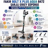 Fakir Bolt x Plus Aqua Dikey Şarjlı Süpürge + Dijital Mutfak Tartısı Hediye - Turuncu - Siyah - HEDİYELİ