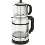 Fakir Ceremony Çay Makinesi 1800W Paslanmaz Çelik Demlik ve Su Isıtıcı Yüksek Kapasiteli - Beyaz