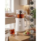 Fakir Demia Çelik Çay Makinesi Dijital LED Ekranlı 1,7 L Su Isıtıcı 1.2 Lt Cam Demlik Sıcaklık Ayarlı - Beyaz