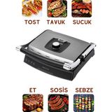 Fakir Granit Plakalı Gümüş Tost Makinesi 2000 Watt 6 Dilim Kapasiteli Elektrikli Izgara, Yanmaz Yapışmaz - Gri