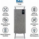 Fakir Gri Hava Temizleyici - Hepa 13 ve Aktif Karbon Filtre, Uv-C Lamba, Iyonizer, Wi-Fi Mobil Uygulama Kontrolü, Akıllı Hava Kalite Sensörü, Otomatik Mod, 4 Katmanlı Filtreleme ve Sessiz Çalışma
