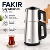 Fakir Paslanmaz Çelik Elektrikli Çay Makinesi 1.8 Litre Geniş Hazneli Çaycı Su Isıtıcı Gizli Rezistanslı Otomatik Sıcak Tutmalı - Gümüş