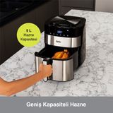 Fakir Uno Chefry Sıcak Hava Fritözü 5 L Kapasiteli Yağsız Pişirme Teknolojisi ile LED Ekran - Gümüş