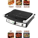 Fakir Yüksek Isı Teknolojili 2000W Elektrikli Izgara ve Tost Makinesi 6 Dilim Yüzeyli Çıkarılabilir Plakalı Pratik Yağ Hazneli Yanmaz Yapışmaz - Siyah