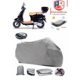 Falcon Cooper 50 Branda Gri Arka Çanta Uyumlu(Topcase) Motosiket Brandası Motor Örtüsü Çadır Su Geçirmez Motosiklet Kılıfı Motor Brandası,lastikli,taşıma Torbalı