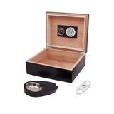 Falconetti RD26 Küçük Mat Siyah Humidor Puro Kutusu Küllük ve Makas Seti