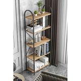 Falez 5 Geniş Raflı Kitaplık Metal Çerçeveli Modern Raf Çalışma Odası Ofis Salon Kitaplığı Evrak Rafı 180 Cm Atlantik Çam