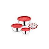 Falez Cookcase 9 Parça Akasya Rendeli Çelik Saklama Kabı Kırmızı