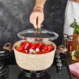 Falez Creamy 18 cm Granit Tencere - Krem