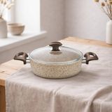 Falez Creamy 24 cm Granit Karnıyarık Tencere Kahverengi Kaplama ile İndüksiyon Uyumlu ve Fırın Kullanımına Uygun