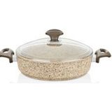 Falez Creamy Basık Tencere 32 cm - Krem