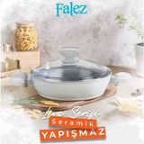 Falez Liva Seramik Basık Tencere 24CM - Gri