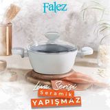 Falez Liva Seramik Derin Tencere 24 cm - Gri