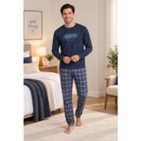 Falkom 5804 İnterlok Kışlık Kalın Kumaşlı Ekose Pijamalı Erkek Ev Pijama Takımı