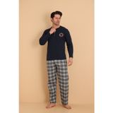 Falkom 7014 İnterlok Kışlık Ekose Pijamalı Erkek Pijama Takımı