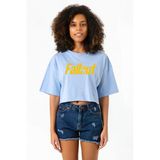 Fallout Lettern Bebe Mavi Kadın Crop Tshirt