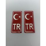 Fam Tr Plaka Sticker 2'li - Türkiye Plaka Sticker - Türkiye Plakalık Stickeri - Kırmızı - 10 cm