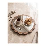 fam wood art Büyük Boy Gümüş Papatya Ahşap Sunumluk ,Supla ,Nihale ,Kahvelik ,Pasta ve Kek Standı,Aynalı %100 Çam