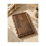 fam wood art Dikdörtgen Papatya Çizgi Detaylı Doğal Ahşap Peynir Ve Sunum Tabağı, Kahvelik, Yağdanlık, Pasta ve Kek Standı %100 Çam