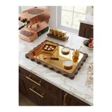 fam wood art Dikdörtgen Papatya Gold Doğal Ahşap Peynir Ve Sunum Tabağı, Kahvelik, Yağdanlık, Pasta ve Kek Standı %100 Çam