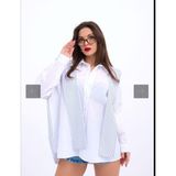 Fame Gömlek Washington Çizgi sırt kısmında beyaz üstüne mavi çizgili ve önden biraz daha uzun omuzdan uzanan ayrı bir hava katan atkı detayı mevcut salaş bir model.. - M - L