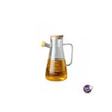 Fame Kitchen Bambu Kapaklı Borosilikat Cam Damlatmaz Yağlık Sirkelik Sosluk - 900 Ml Şeffaf