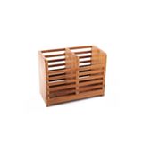 Fame Kitchen Bambu Kaşıklık Klasik İki Göz Tezgah Üstü Çatal ve Kaşık Kabı, Kahverengi, 20x11x15cm