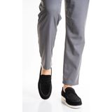 Fame Step Hakiki Deri Erkek Loafer Ayakkabı Siyah Süet Günlük Rahat Casual Mokasen Siena