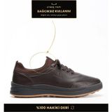 Fame Step Hakiki Deri Erkek Yürüyüş Ayakkabısı Casual Comfort Streç Yapı Bağcıksız Kullanım Ortopedik Günlük Rahat Taban Kahverengi Sneaker Napoli