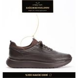 Fame Step Hakiki Deri Erkek Yürüyüş Ayakkabısı Casual Comfort Streç Yapı Bağcıksız Kullanım Ortopedik Günlük Rahat Taban Kahverengi Sneaker