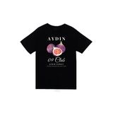 Fame-Stoned Aydın - 09 - İncir - Meyve - Sahil - Beach Şehir Baskılı Unisex %100 Pamuk Siyah T-Shirt