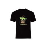 Fame-Stoned Baby Yoda Baskılı Unisex %100 Pamuk Siyah T-Shirt