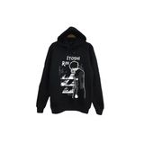 fame-stoned Blue Lock, Rin İtoshi Anime Baskılı Unisex %100 Pamuk Siyah Kapüşonlu Sweatshirt