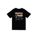 Fame-Stoned Demon Slayer Kyojuro Rengoku Baskılı Unisex %100 Pamuk Siyah T-Shirt