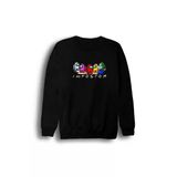Fame-Stoned Erkek Siyah Among Us Oyun Baskılı Bisiklet Yaka Sweatshirt