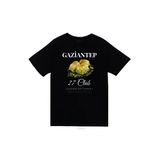 Fame-Stoned Gaziantep - 27 - Baklava - Antep Fıstığı Baskılı Unisex %100 Pamuk Siyah T-Shirt