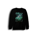 Fame-Stoned Hatsune Miku Anime Baskılı Unisex %100 Pamuk Siyah Bisiklet Yaka Sweatshirt