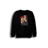 Fame-Stoned Jujutsu Kaisen Anime Baskılı Unisex %100 Pamuk Siyah Bisiklet Yaka Sweatshirt