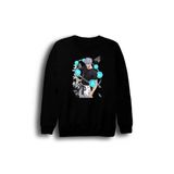 Fame-Stoned Jujutsu Kaisen Satoru Gojo Anime Baskılı Unisex %100 Pamuk Bisiklet Yaka Siyah Sweatshirt