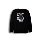 Fame-Stoned Jujutsu Kaisen - Toji Fushiguro - Anime Baskılı Unisex %100 Pamuk Siyah Bisiklet Yaka Sweatshirt