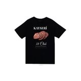 Fame-Stoned Kayseri 38 Erciyes Dağı Pastırma Şehir Baskılı Unisex %100 Pamuk Siyah T-Shirt