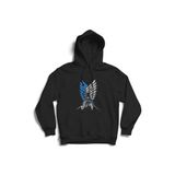 Fame-Stoned Unisex Siyah Attack On Titan Anime Baskılı Kapüşonlu Sweatshirt
