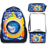 Famebag Famebag Lisanslı Denizaltı Okul Sırt Çantası Beslenme Kalemlik Çantası Seti - Mavi