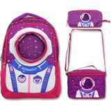Famebag Famebag-Ümit Çanta Lisanslı Kız Astronot Okul Sırt Çantası -Beslenme ve Kalemlik Çantası Seti - Pembe